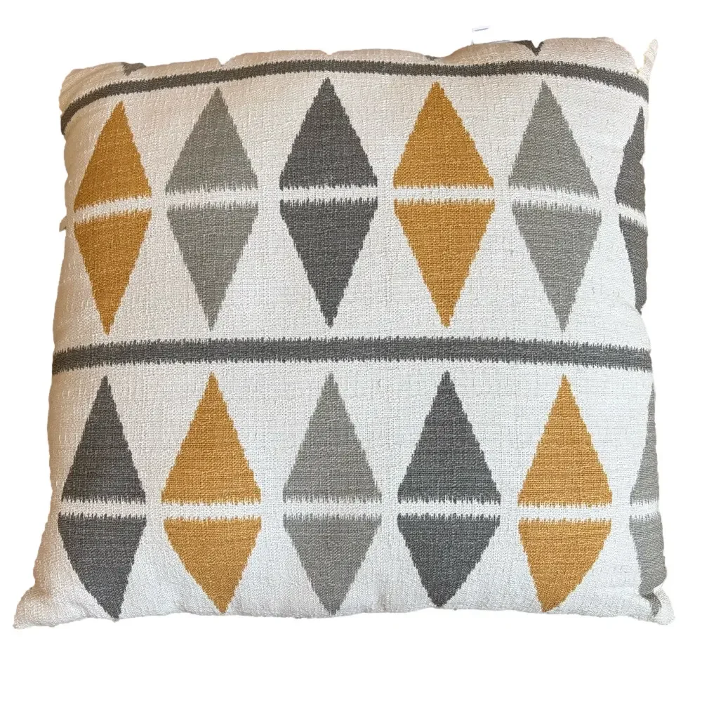 Geometric Yellow and Grey Throw Pillow and Throw Blanket Set